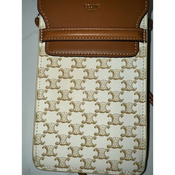 Celine Triomphe Canvas Lambskin Phone Pouch With Flap - Excellent Condition - Picture 6 of 7